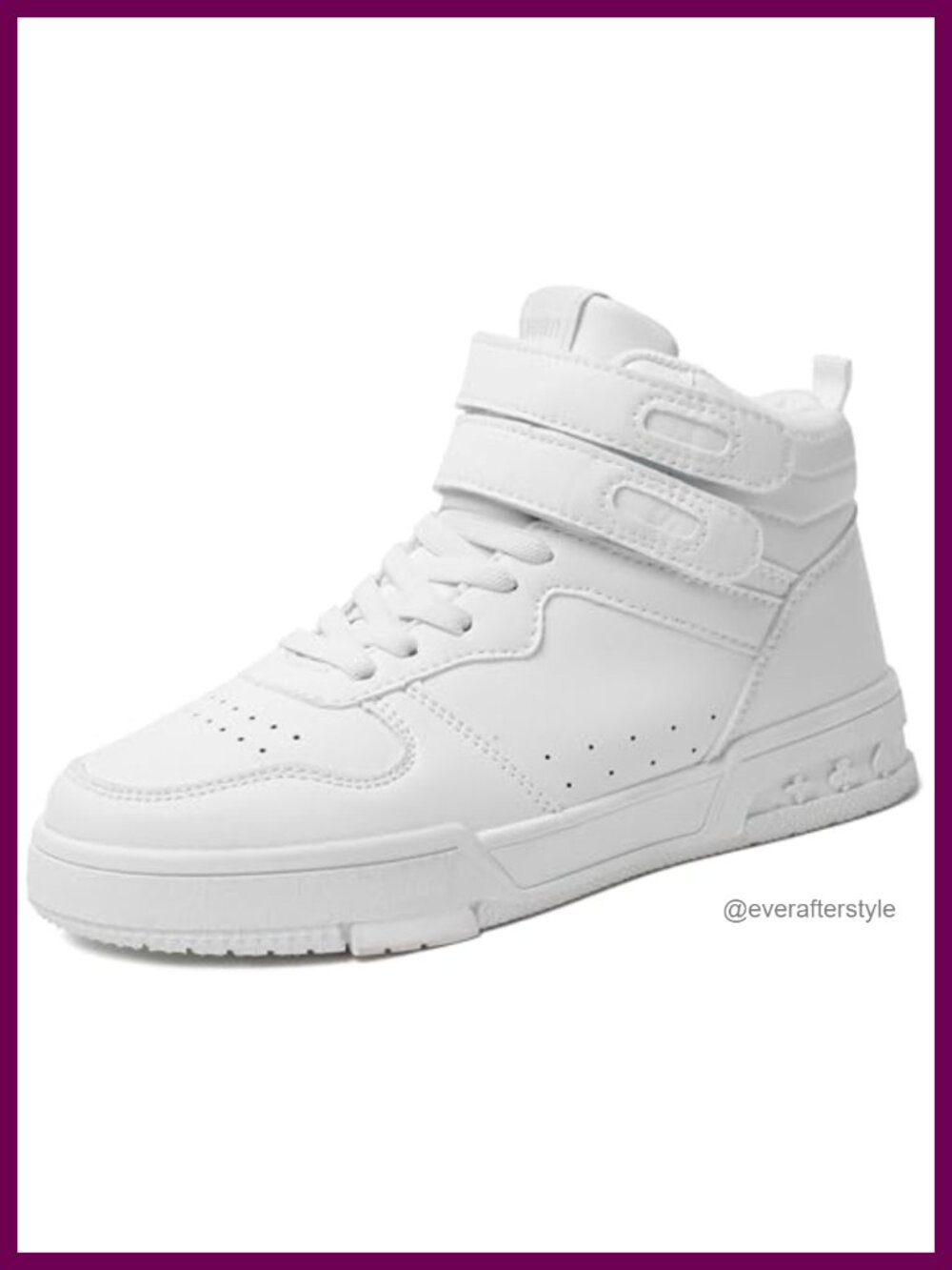 Women's Faux Leather High Top Sneakers Platform Hook and Loop Casual Walking